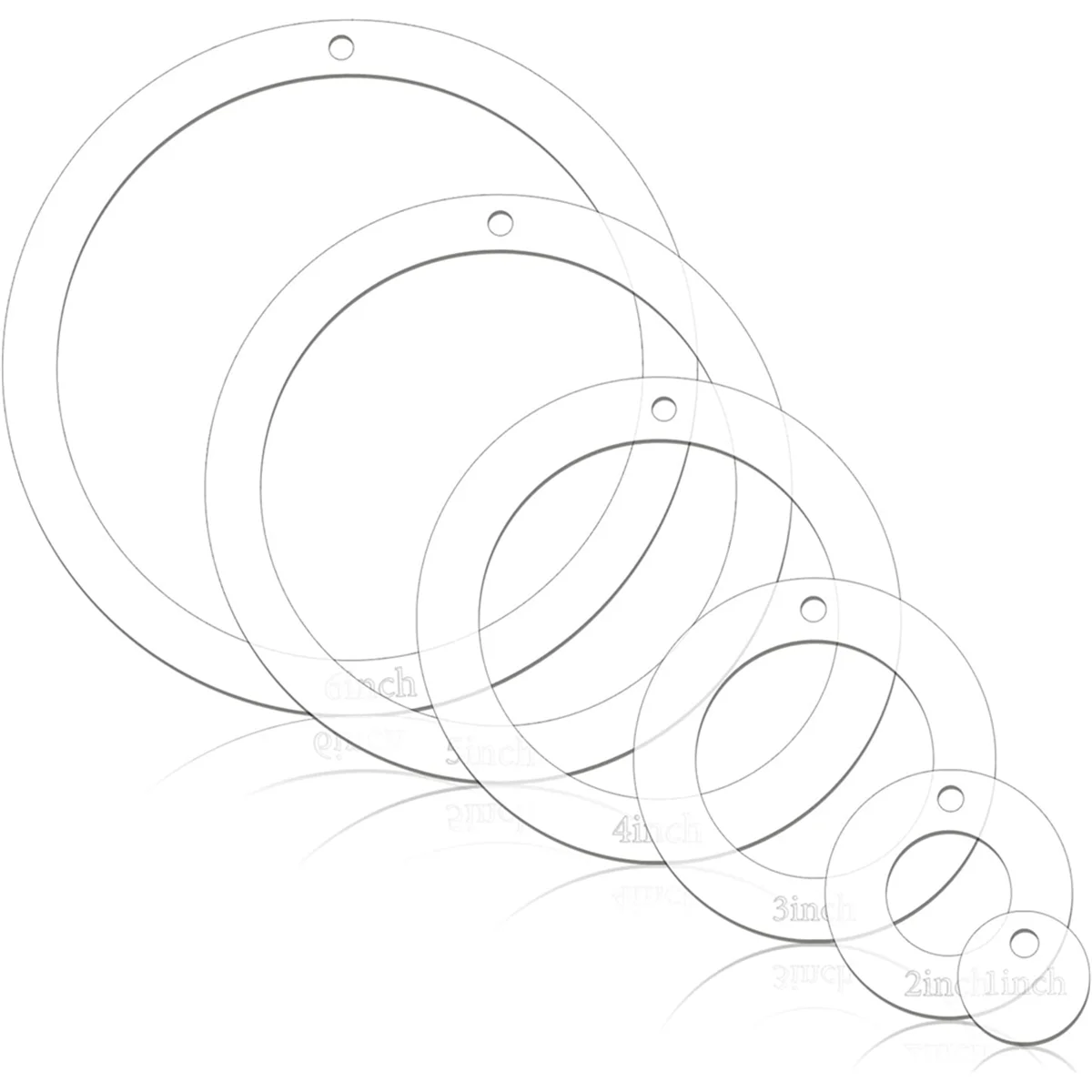 2025+ 6 Pcs Circle Quilting Acrylic Template 1/2/3/4/5/6 Inch Circle Ruler for Quilting Clear Sewing Rulers Set