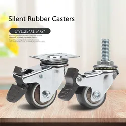 KK&FING 1pcs Brake Mute Universal Wheel Furniture Caster Soft Rubber Roller Furniture Wheels for Trolley Dining Table Four Sizes