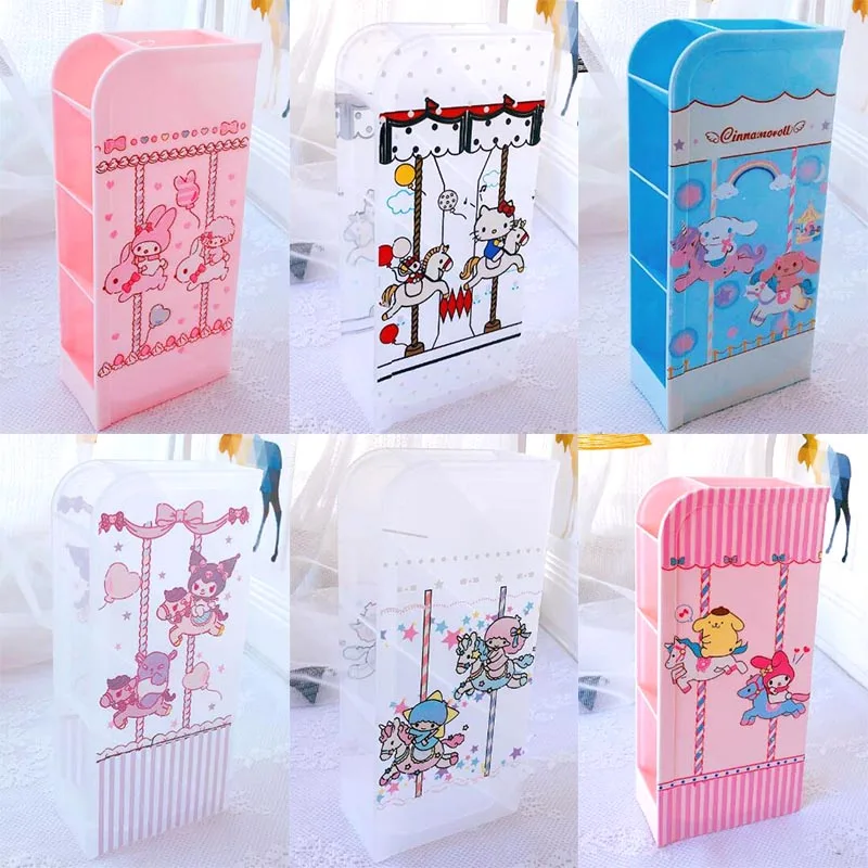 

6pcs/lot Sanrio Melody Kitty Kuromi Pencil Case Cute Little Twin Stars Pencil Box Stationery Pen Holder Office School Supplies