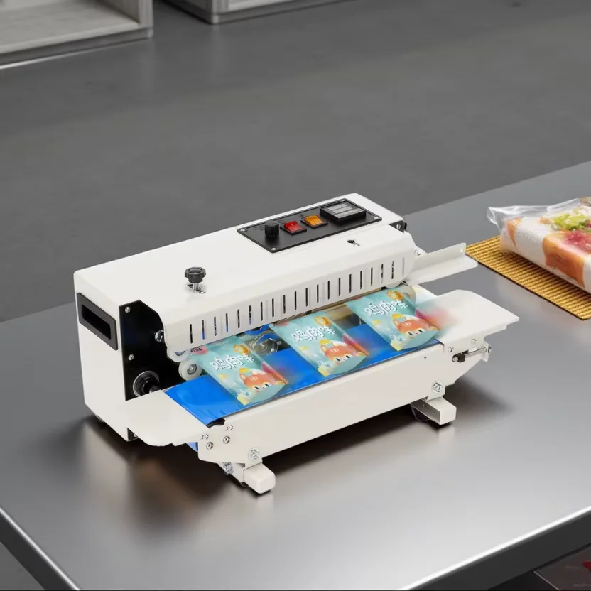 VONPACK L1 Heat Sealing Machine Continuous Band Sealer Automatic Plastic Bag Film Food Sealer Machine for Food Tea Kitchen