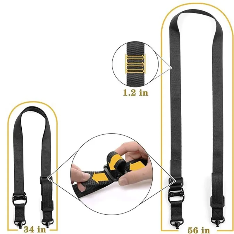 Adjustable MS4 Tactical Nylon Two-Point Sling, Suitable For Outdoor Activities And Training.