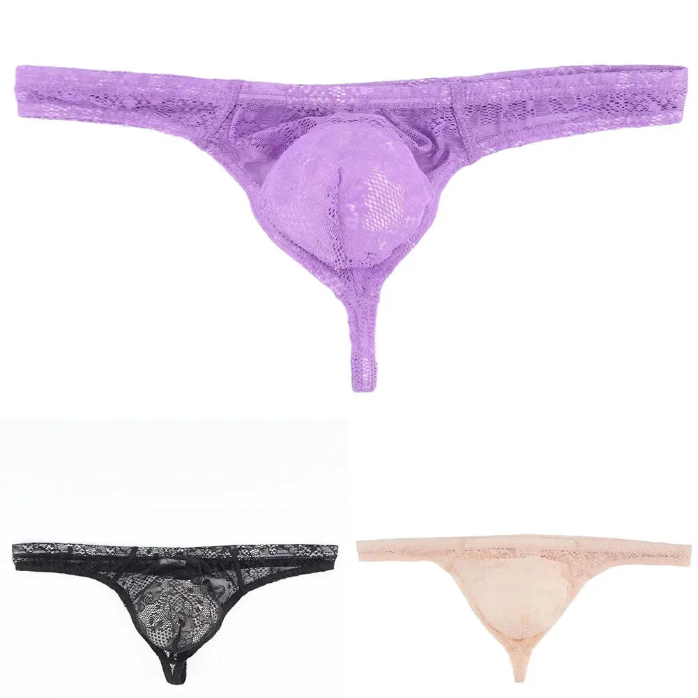 

Men Transparent Pouch Sexy Lingerie Briefs Breathable Hollow Unisex Panties Underwear Low Waist Thongs Erotic Hombre Underpants