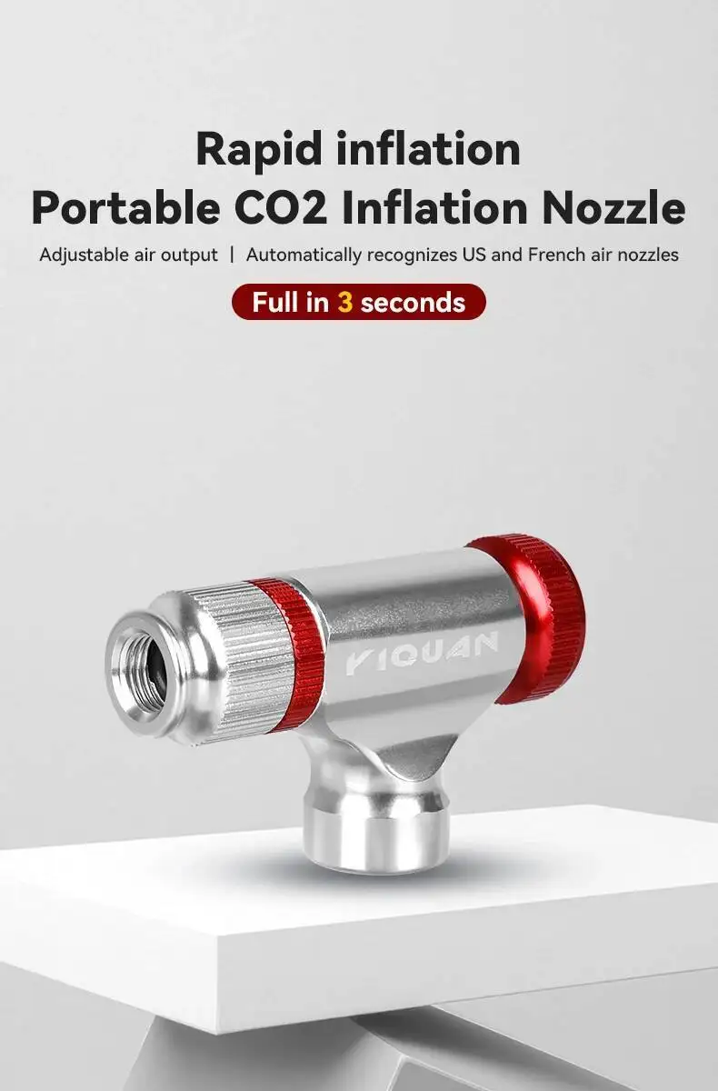 ESLNF CO2 Fahrradreifen-Aufpumper CO2-Pumpe Aufpumpkopf Aluminiumlegierung Fahrradreifenpumpe Werkzeug Mini Fahrrad CO2-Pumpe Fahrradzubehör – Detail 1