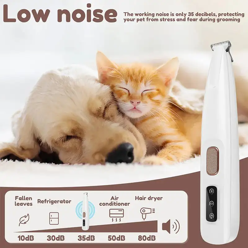 

Waterproof Rechargeable Pet Shaver with LED Light Dog Paw Trimmer Low Noise Clipper for Cats Cordless Electric Grooming Clipper