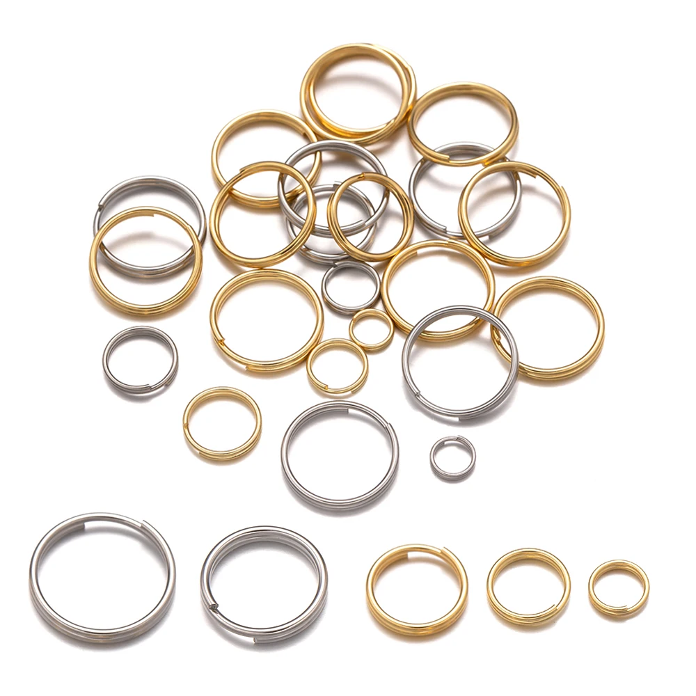 50/100pcs 5-15mm Stainless Steel Open Double Jump Rings For DIY Key Double Split Keyrings Connectors Jewelry Making Supplies