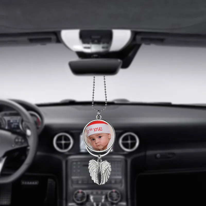 

Personalized Hanging Ornament Sublimation Double-sided Angel Wings Car Hanger Memorial Ornament