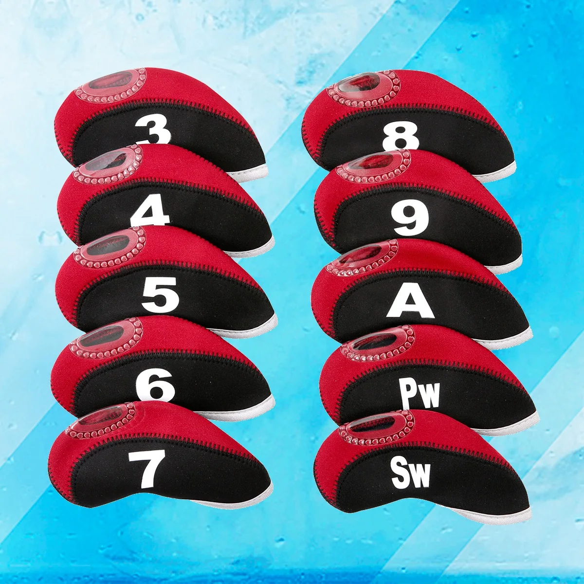 

10Pcs Neoprene Golf Iron Head Covers Complete Set with Numbers 3 4 5 6 7 8 9 A Scratch Water Resistant Protection Easy