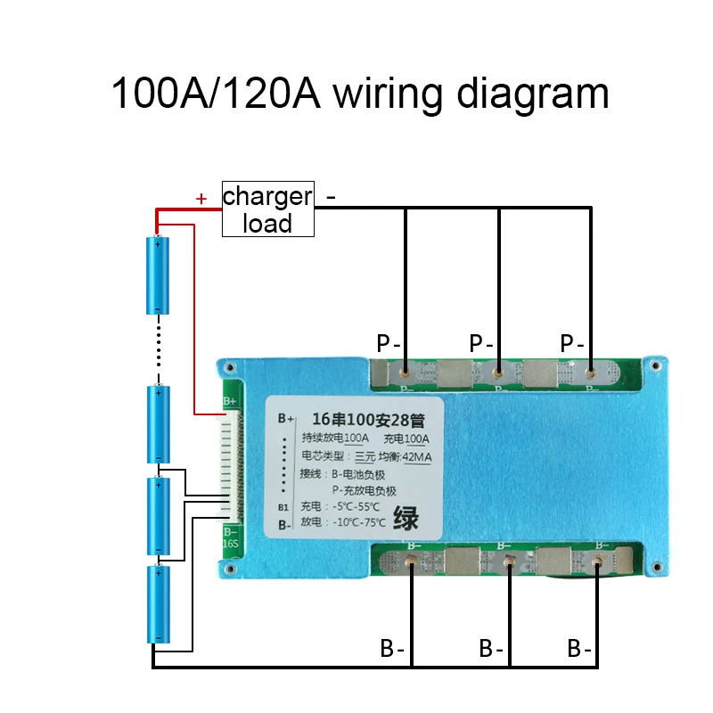 BMS 16S 67.2V 50A 60A 100A 120A 18650 akumulator litowo-jonowy wyważone ładowanie z temperatura NTC zabezpieczeniem dla Ebike