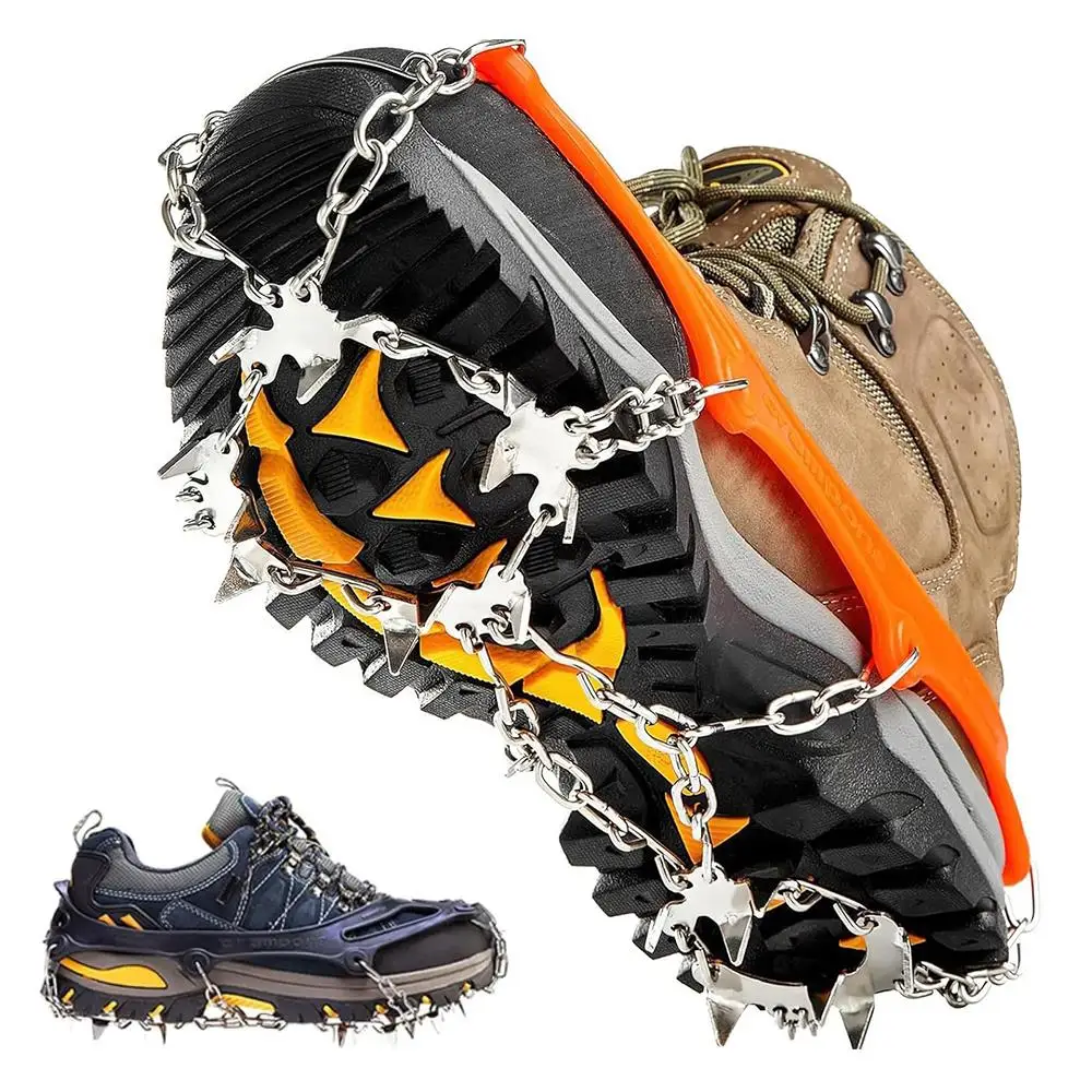 

1 пара кошек для скалолазания, противоскользящие ледяные бутсы, обувь для прогулок по снегу, зимнее уличное снаряжение с шипами, снаряжение для кемпинга, бутсы для обуви