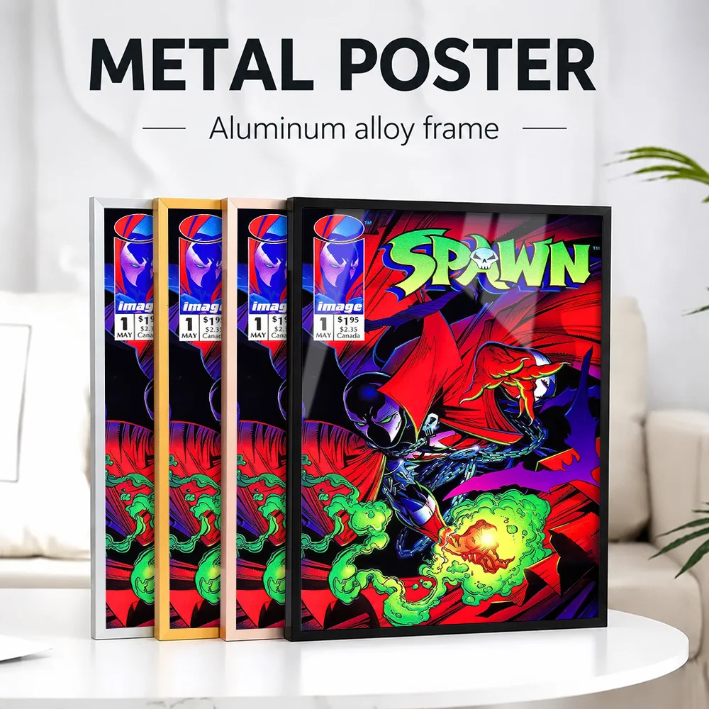 Spawn Comic Book Cover Framed Metal Print Customized Photo Dynamic Hero Style Wall Art For Teen Bedroom Graphic Novel Fan Gift