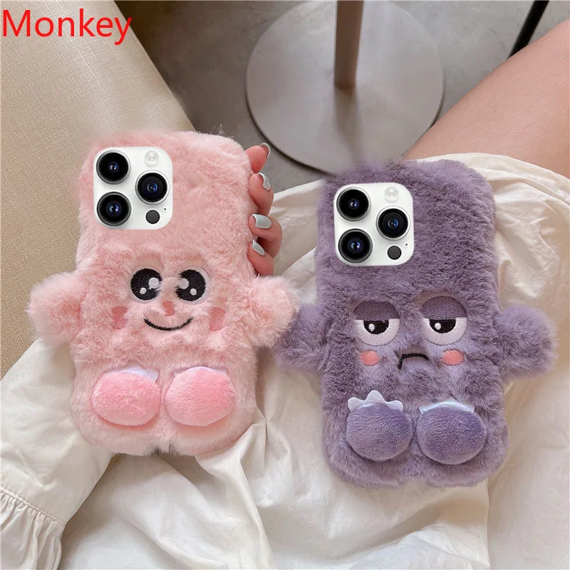 3D Cute Cartoon Funny Cases For Xiaomi Redmi Note 13 Pro 12 11 10 9 S 12S 11S 10S 9S 14C 13C 12C 10A 10C Fluffy Plush Soft Cover