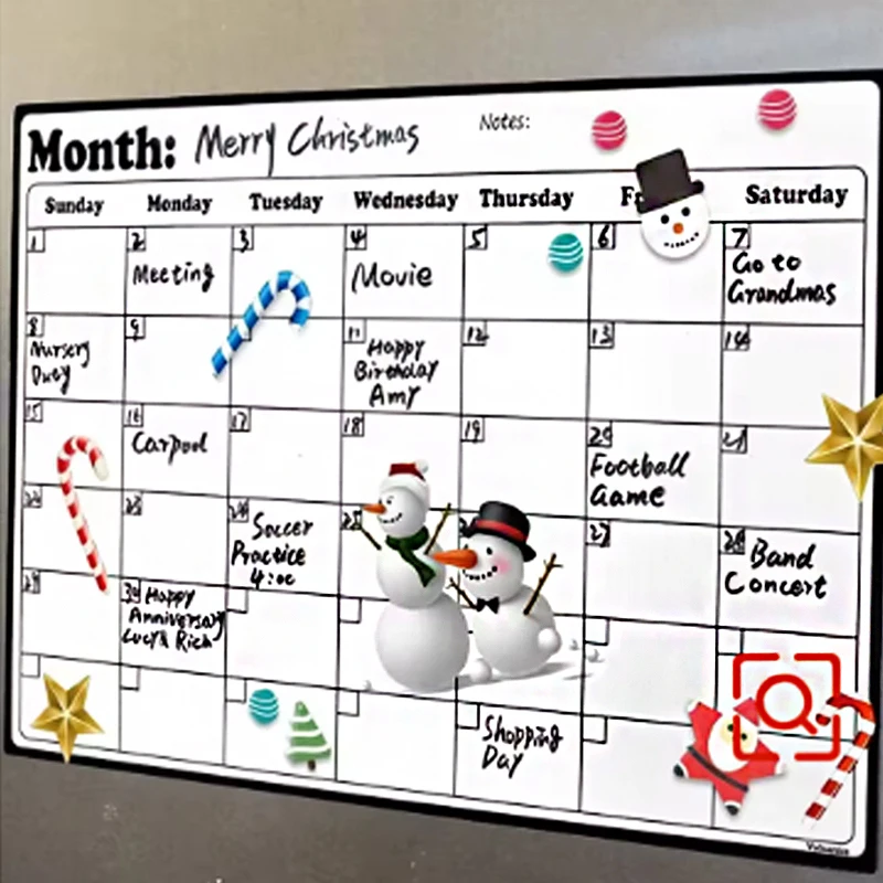 1/2PC Magnetic Refrigerator Dry Erase Calendar Monthly Planner Whiteboard Calendar Message Board Kitchen Fridge Decor Memo Pad