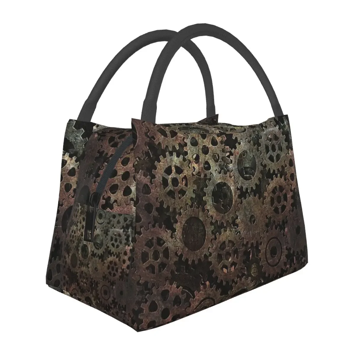 

Steampunk Gears Lunch Bags Insulated Bento Box Resuable Lunch Tote Picnic Bags Cooler Thermal Bag for Woman Kids Office