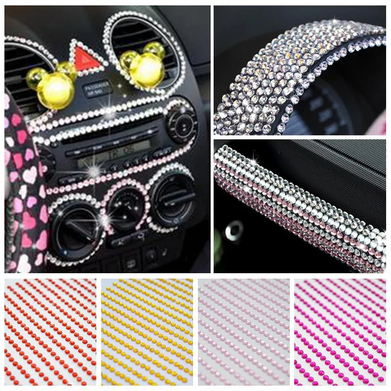 3mm 4mm 5mm 6mm Self Adhesive Crystal Rhinestone Stickers Mobile Phone Car Art Craft Decals Scrapbooking Bling Acrylic Stickers