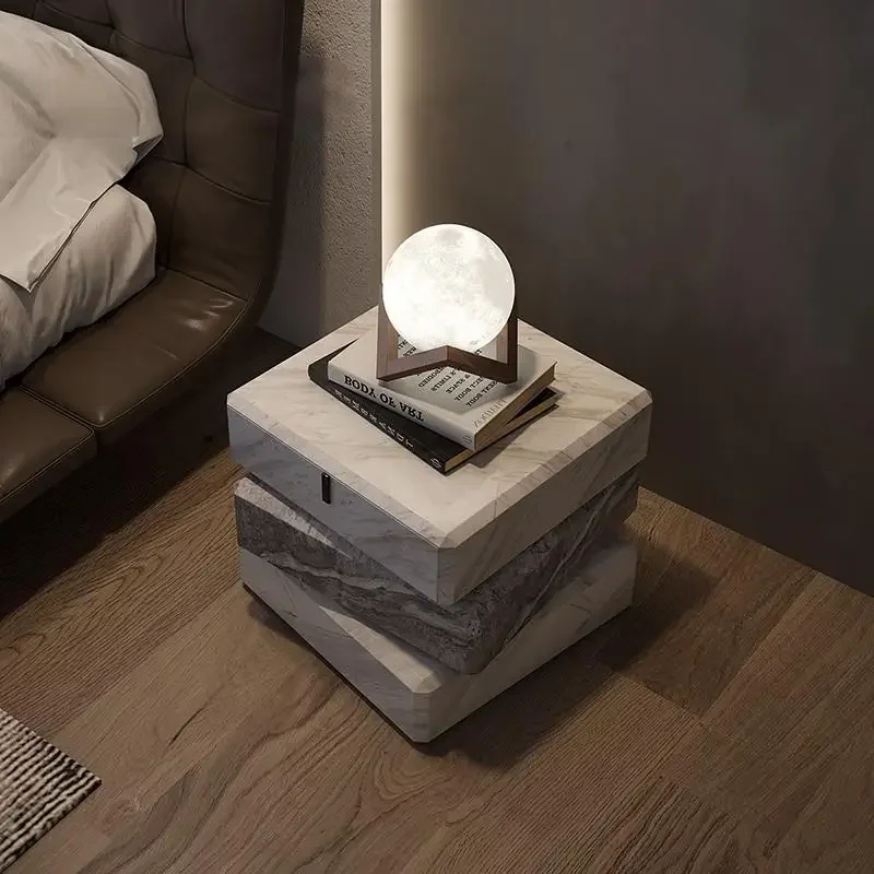 

​Italian Minimalist Nightstand: Custom Creative Storage, Modern Luxury Bedside Cabinet for Small Bedroom​​