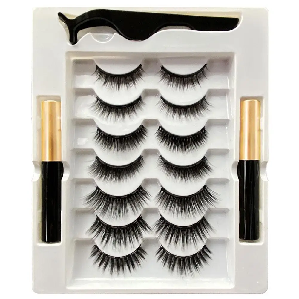 Fake Eyelashes Natural Magnetic No Glue 3D Mink Lashes Natural Feathery Effect Lightweight Flexible Band Fake Lashes Extension