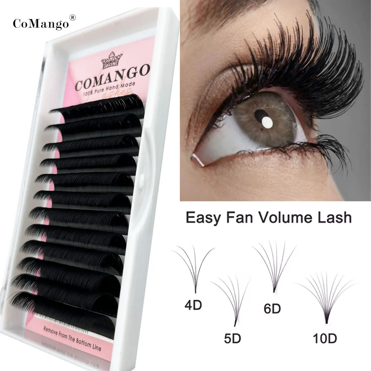 CoMango 1second  Easy  Fanniing Eyelash Extensions Auto Fan Volume 8-20mm Lashes 3D  5D 7D 10D  Faux Mink Blomming Flower Lash