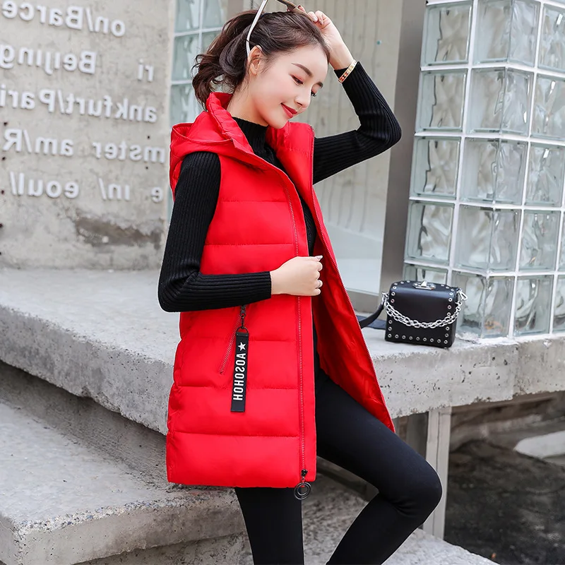 Autumn Winter Vest Women Down-Filled Cotton Vest Sleeveless Puffer Jacket Warm Waistcoat Slim Cotton Padded Vests Black Red Gray