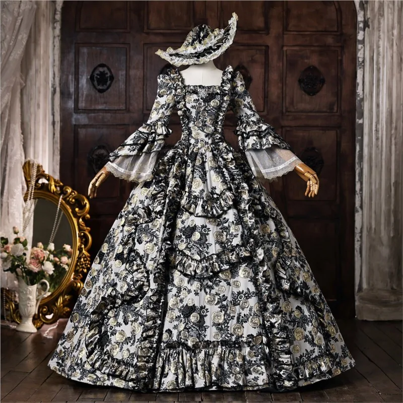 

Black Halloween dark drama catwalk photo shoot travel tea party opera performance dress