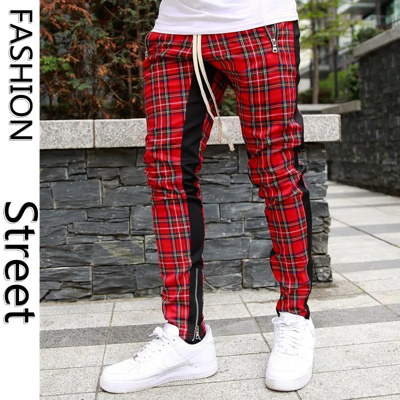 Scottish Style Plaid Sweatpants Men Street Fashion Trousers Casual Sports Joggers Pants