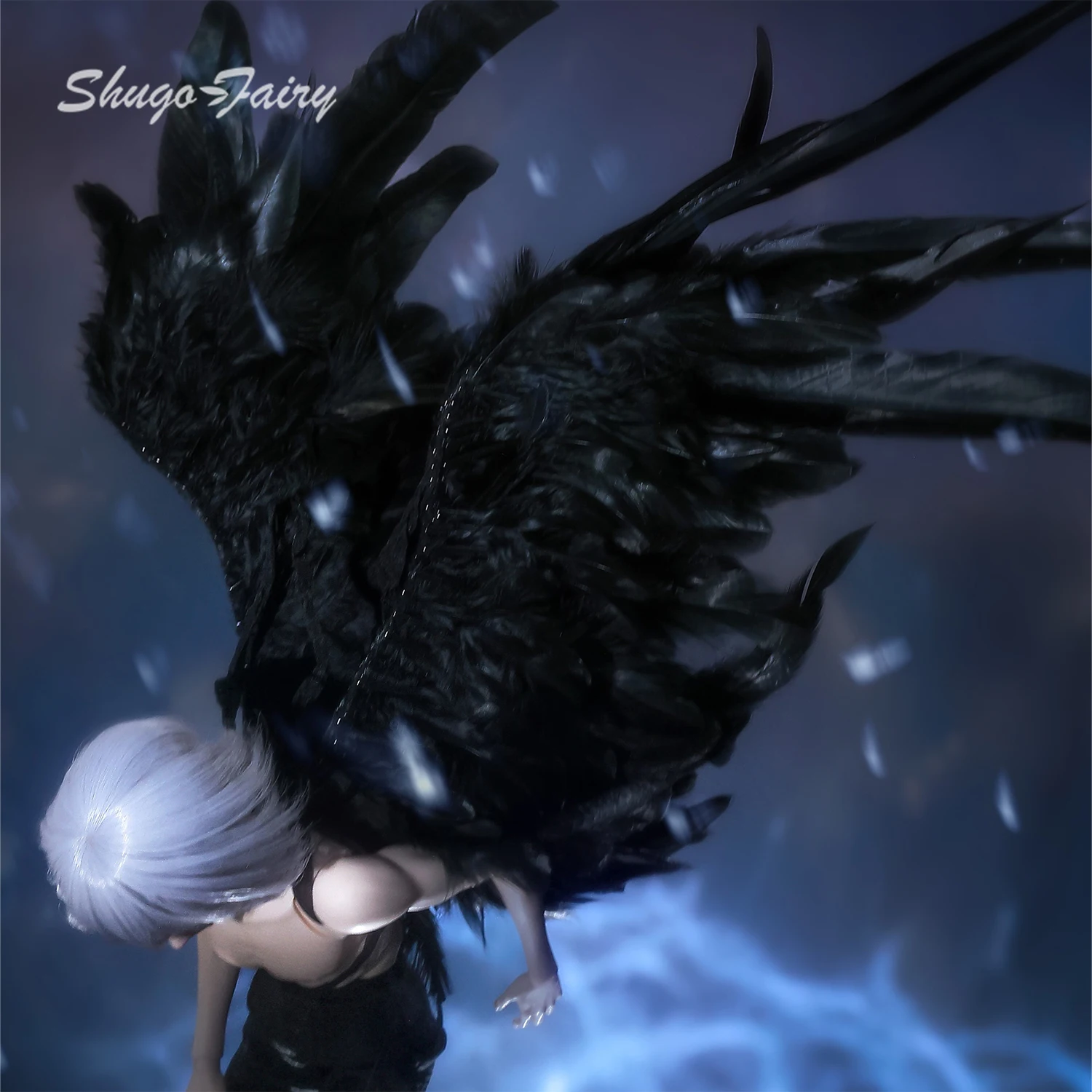 BJD دمية 1/4 آلان مجموعة كاملة القوطية الخيال نمط أنيمي الشكل ديوك الأمير الزي شعر مستعار أجنحة الذكور الشباب الوجه شوغا الجنية MSD