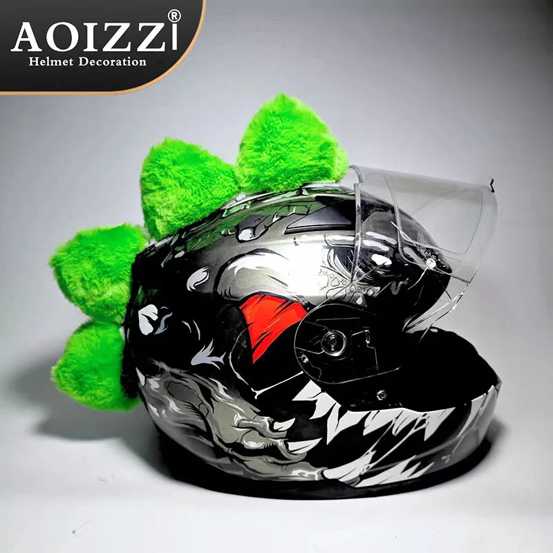 New Trendy Dinosaur Horn Motorcycle Electric Helmet Decoration Plush Cartoon DIY Motocross Motorbike Helmet Accessories Stickers