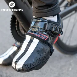 ROCKBROS Waterproof Cycling Shoe Covers Men Women's Shoelaces Overshoes PU Leather Wear-resistant Shoe Cover for MTB Road Bike