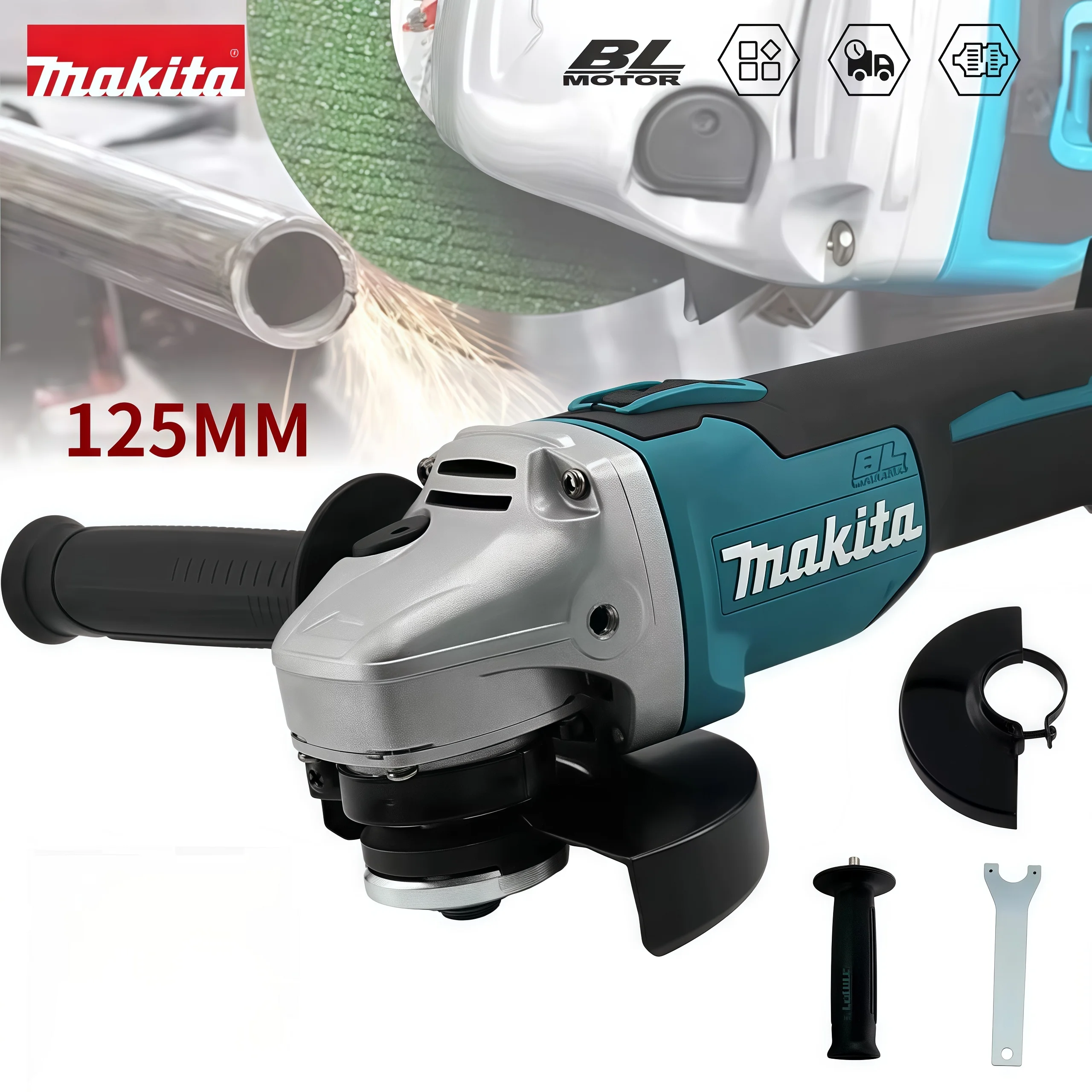 

2025 Makita 18 В 125 мм DGA404 Бесщеточная литиевая электрическая угловая шлифовальная машина Перезаряжаемая режущая машина Полировальная машина высокой мощности