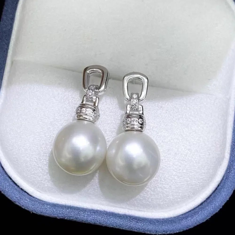 

Gorgeous AAAA9-10mm 10-11 mm Natural Japanese Round White Pearl Earrings 925s
