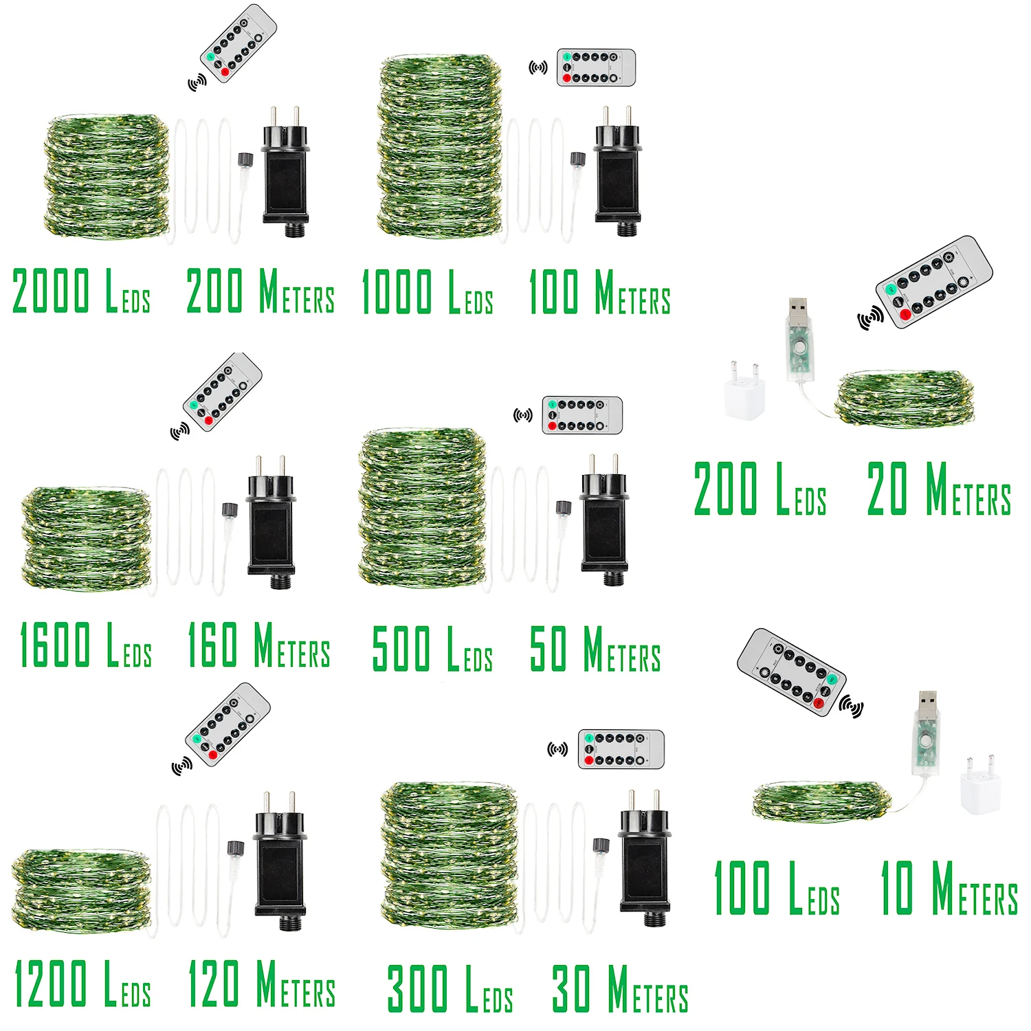 Christmas Lights Decorations Outside Waterproof Fairy Lights Led String Remote Control Plug Tree Green Wedding Decoration Home