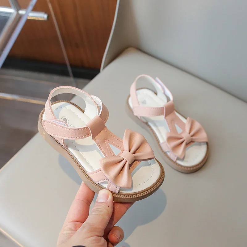 Sandali estivi Bow scarpe per bambini sandali per ragazze Baby Birthday Party Princess Soft Beach Sandal Girl Solid Platform Shoes