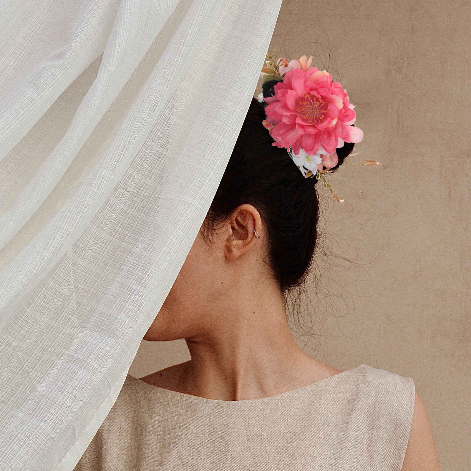 

Creative Hair Clip Headgear Faux Flower Clips Rosy Accessories Elegant Vacation