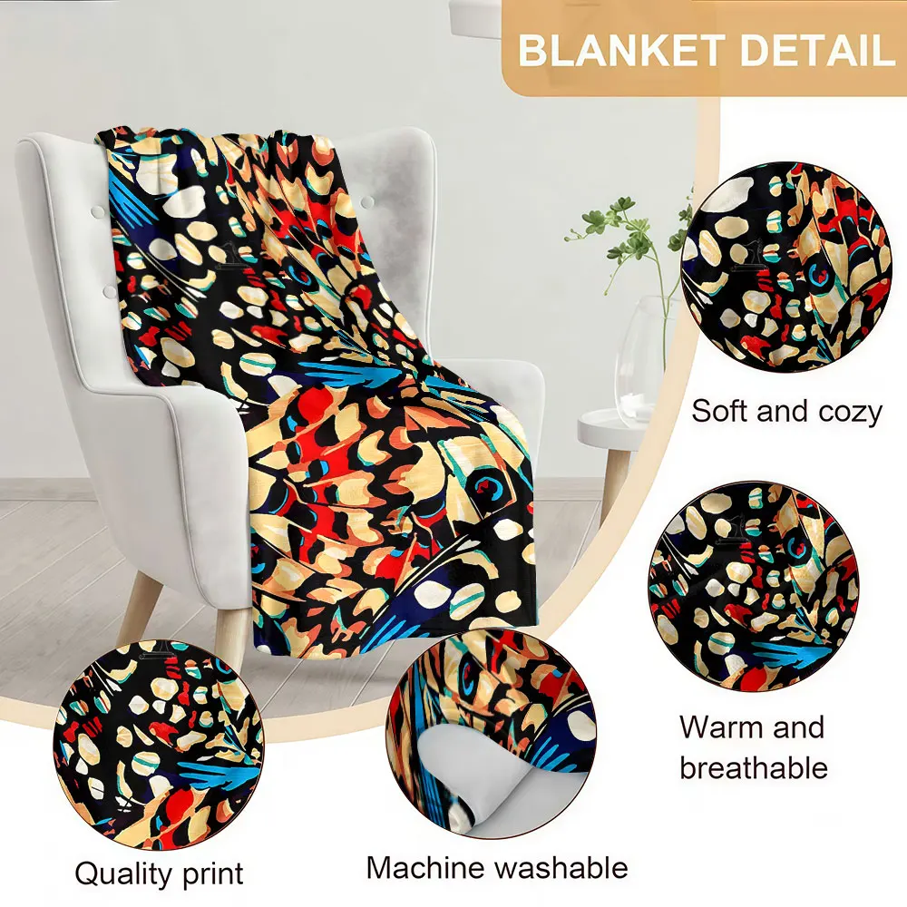 Butterfly Wing Soft Warm Flannel Blanket Lightweight Cozy Christmas Halloween Home Decor Room
