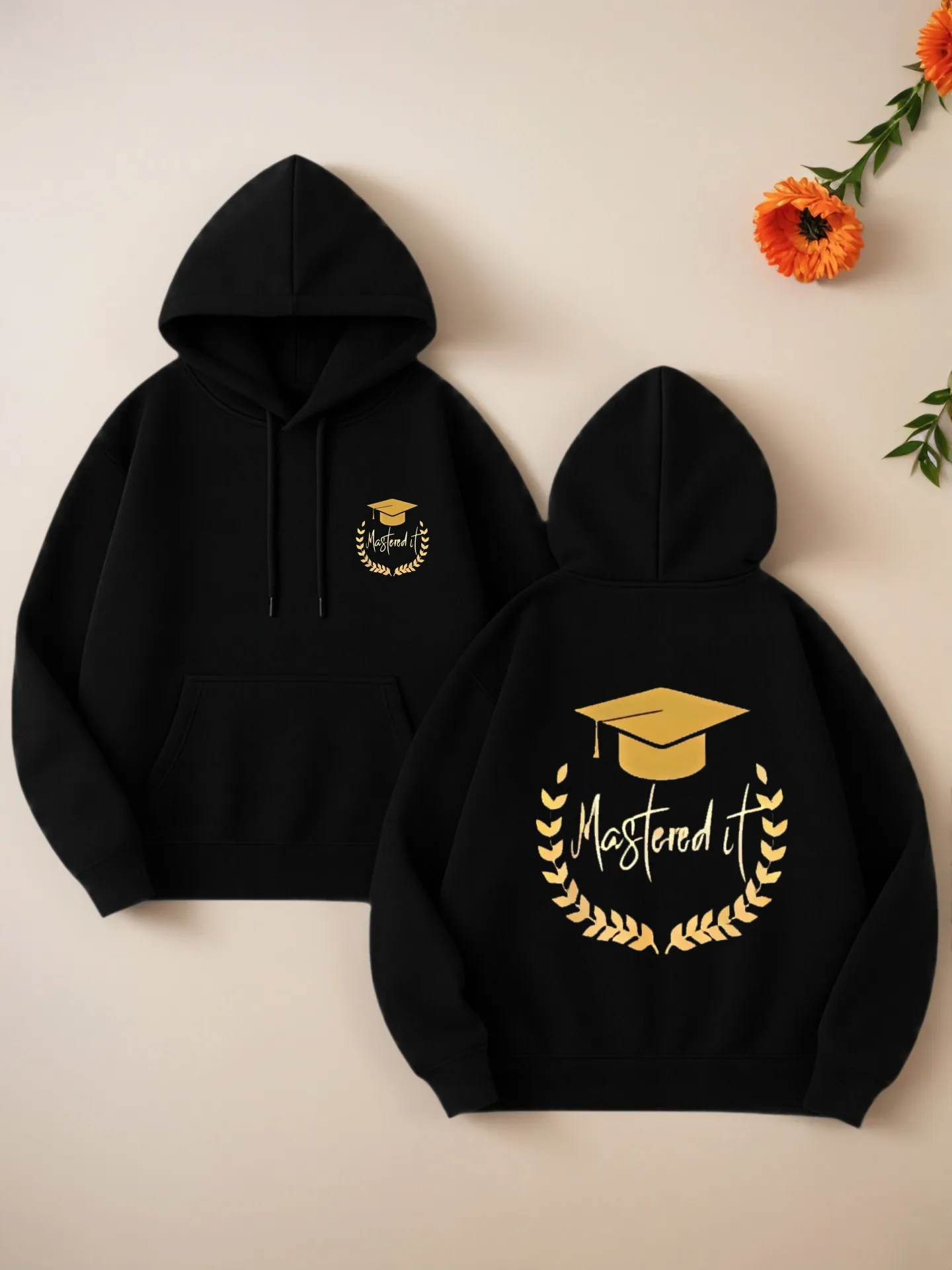 Graduation - Print Graphic Hoodie, Casual Aesthetic Design, Fleece - Lined, Casual Everyday Wear for College Students