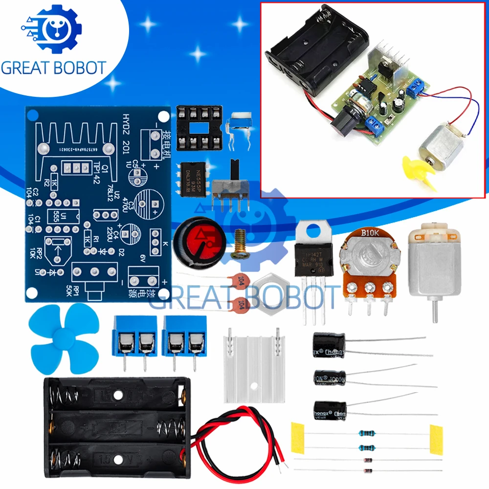 BS NE555 Motor Speed Regulation Kit Maker DIY Teaching Electronic Manufacturing Technology Test Assembly Training Welding