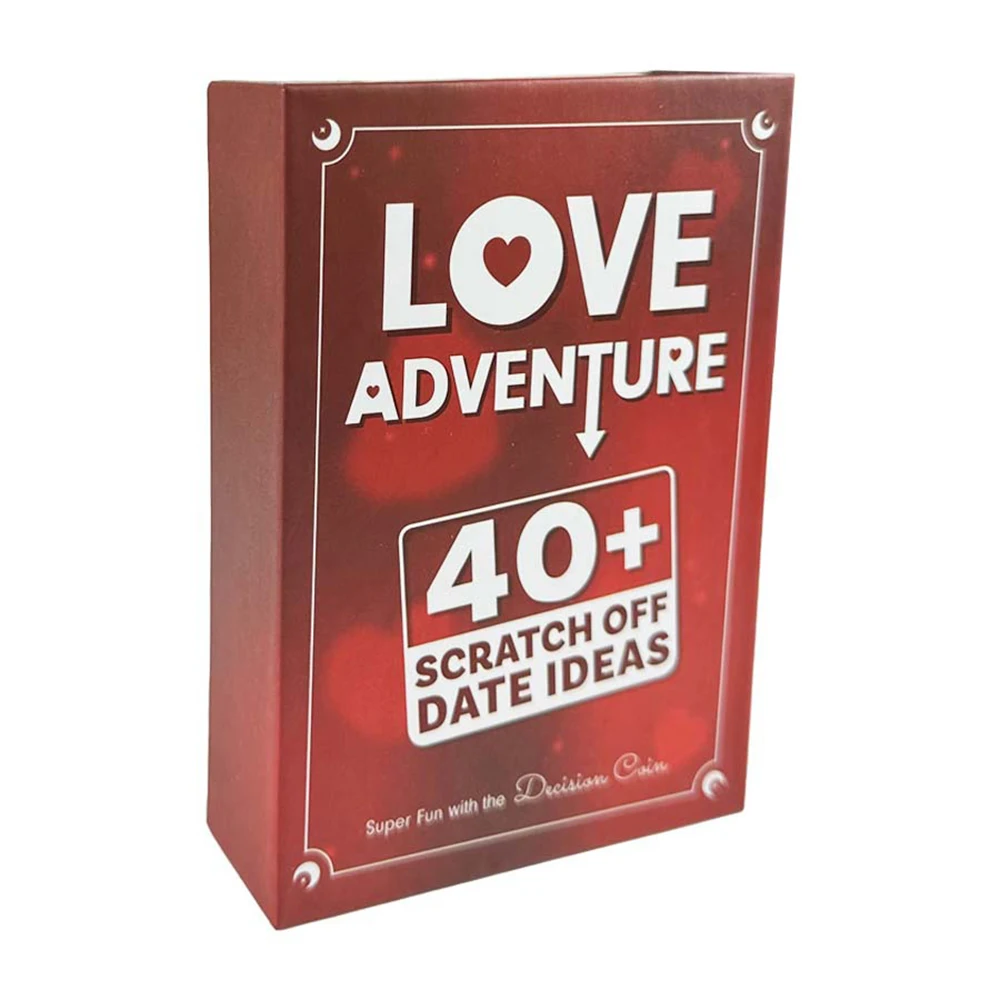 Love Adventure Scratch Off Date Ideas, 40+ Unique Cards with QR Code Surprises, Decision Coin, Blank Cards, Game for Couples