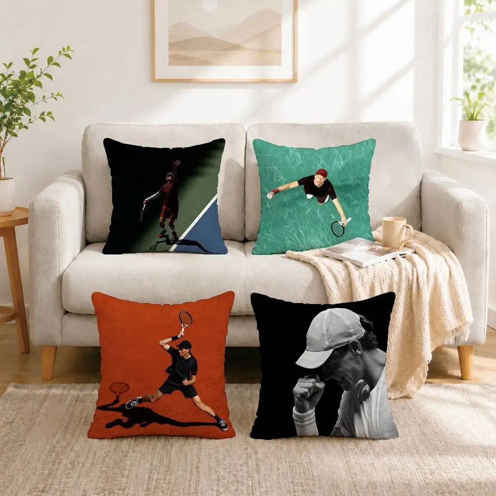 T-Tennis player Jannik Sinner Pillow Case Square Double-Sided Sofa Cushion Cover Bedroom Bedside Pillow Gift