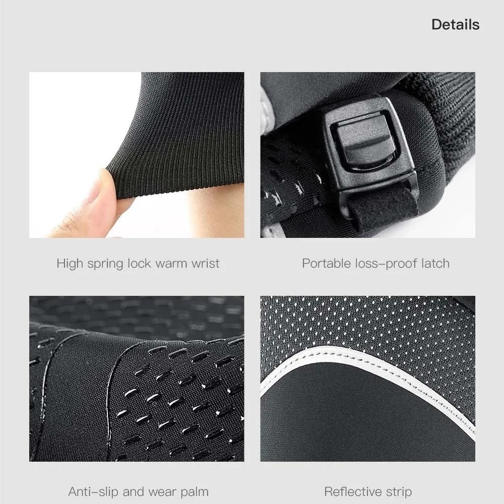 Polar Fleece Plush Thickened Gloves Soft Reflective Stripe Unisex Windproof Gloves Anti-splash Water Swen