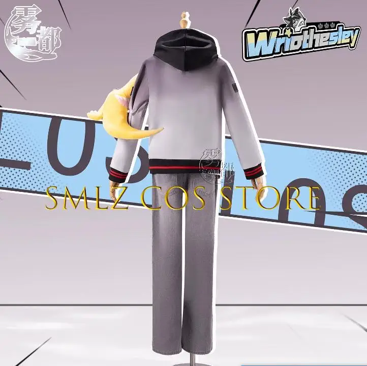2026 Shark Wriothesley Cosplay Game Genshin Impact Klee Costume Man Grey Coat Uniform Prop Wig Suit Halloween Party Play Outfit view 3