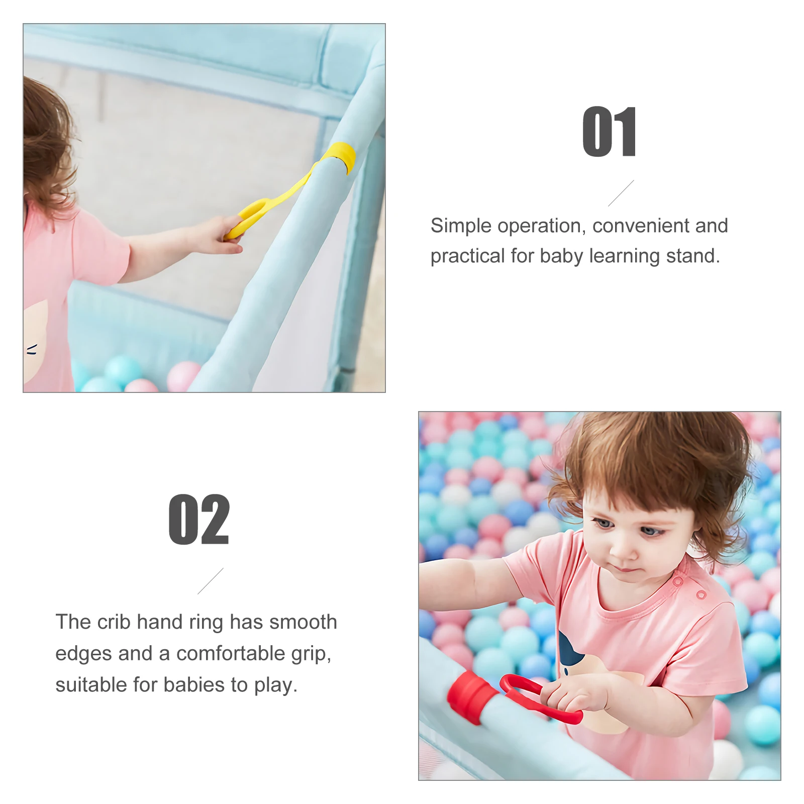 

4 Pcs Standing Pull Ring Durable Healthy Material Safe Practical Infant Use Strong Sturdy Portable Multiple Occasions Baby Crib
