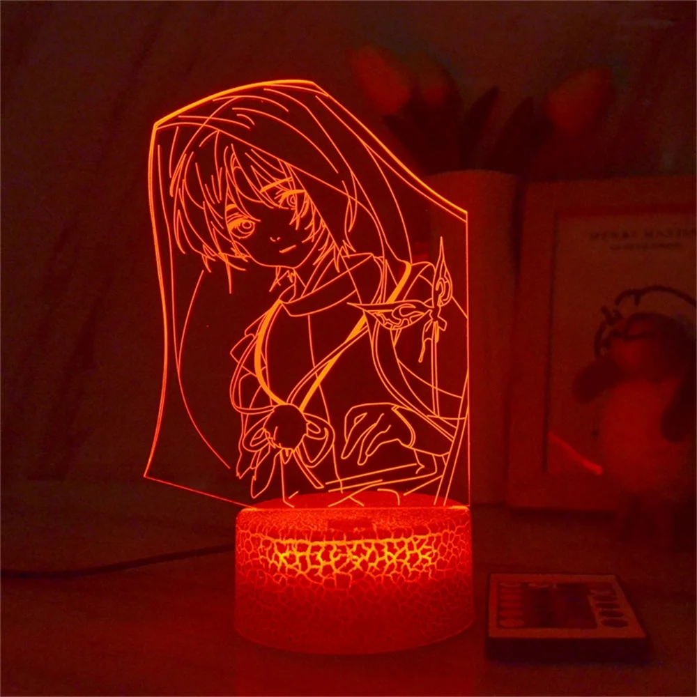 Genshin Impact 3D Night Light, Figuras de Jogo, Suporte Acrílico, Lâmpada de Cabeceira Modelo 3D, Anime para Decoração do Quarto, Presente de Aniversário