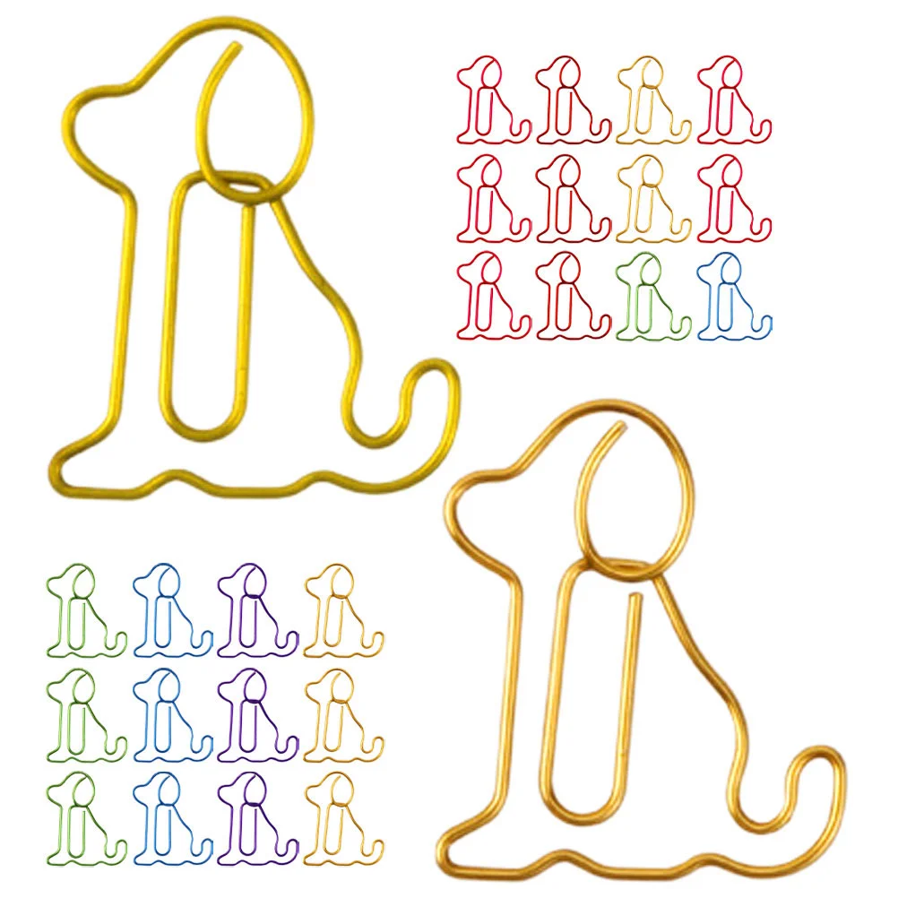 30 Pcs Dog Paper Clip File Clips Pin Bookend Decorative Paperclips Metal Mini Adorable