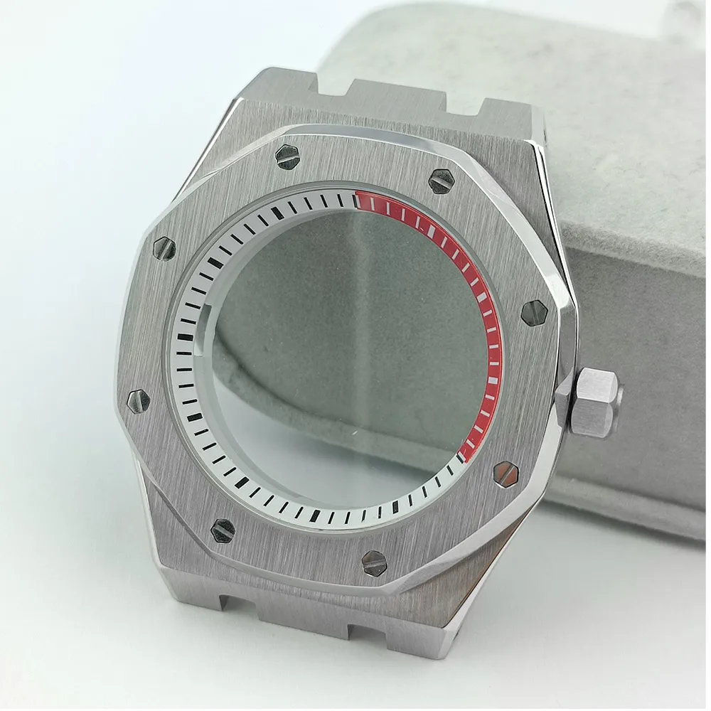 Retro Classic 42mm Silver Case Waterproof Watches Case Fit NH35 NH36 Movement Case Sapphire Watch Watch Accessories