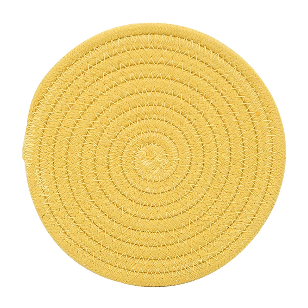 

Cotton Heat Insulation Pad Coasters Placemat Woven Non Slip Table Protection Mats Round Cup Mat Decorative Dining Kitchen Easy