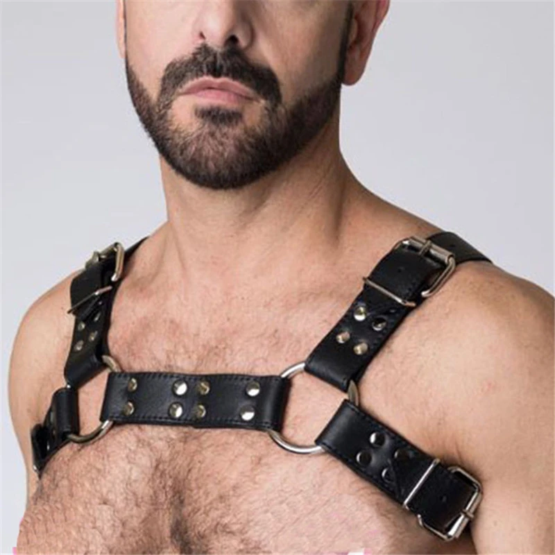 Sexy Cosplay Tops Straps for Sexual Man BDSM Harness PU Leather Fetish Gay Lingerie Erotic Body Cage Chest Sex Costumes Clubwear