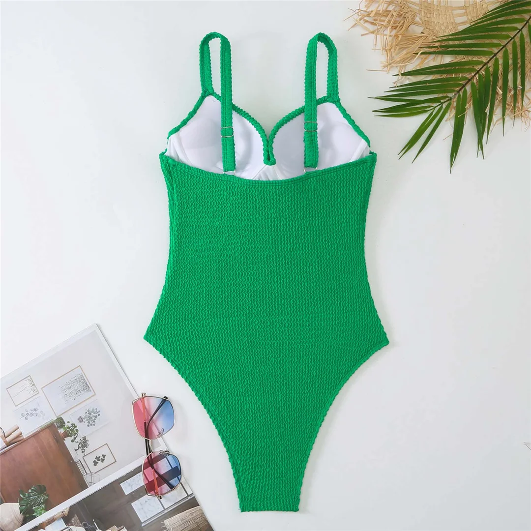 S - XL, geraffter Bikini, Push-up-Badeanzug, Damen-Badebekleidung, zweiteiliges Bikini-Set mit BH-Einlage, Badeanzug, Badebekleidung, Modell V4886. – Detail 22