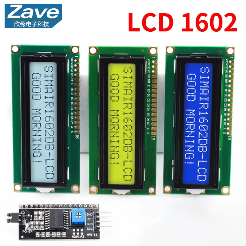 LCD1602 1602A LCD Module Blue / Yellow Green Screen 16x2 Character LCD Display PCF8574T PCF8574 IIC I2C Interface 5V/for arduino
