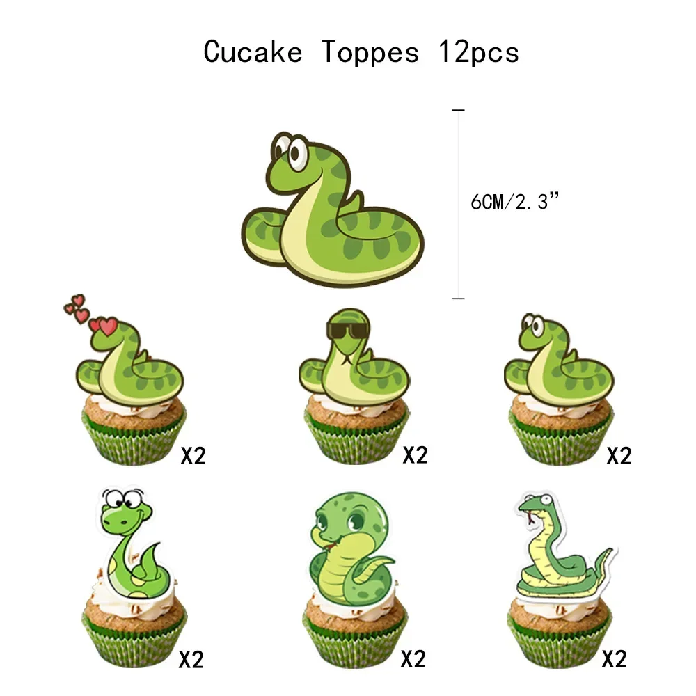 Snake Themed Birthday Decorations, Cartoon Snake Balloon, Happy Birthday Banner, Cake Toppers, Reptile Birthday Party Supplies