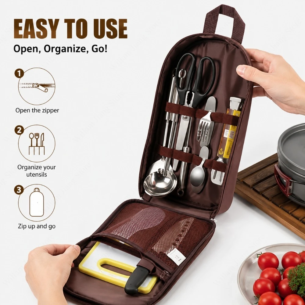 Piknik Saklama Çantası Taşınab - Camping Cooking Utensil Organizer incelemesi ve fiyatı