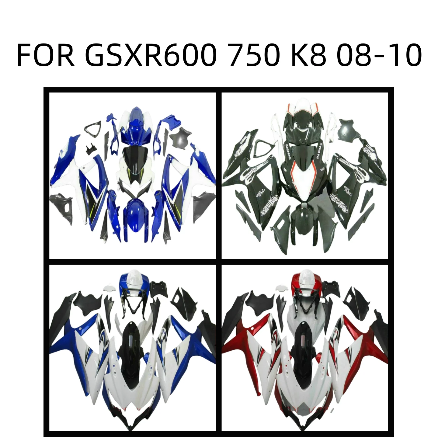 

Injection Mold New ABS Fairings Kit Fit for GSXR 600 750 K8 2008 2009 2010 for gsxr600 750 08 09 10 Bodywork Set